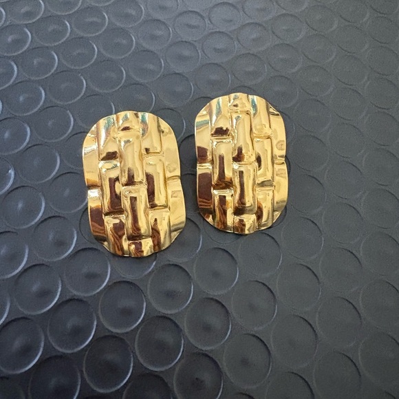 Gold Textured Earrings - Picture 3 of 5